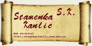 Stamenka Kanlić vizit kartica